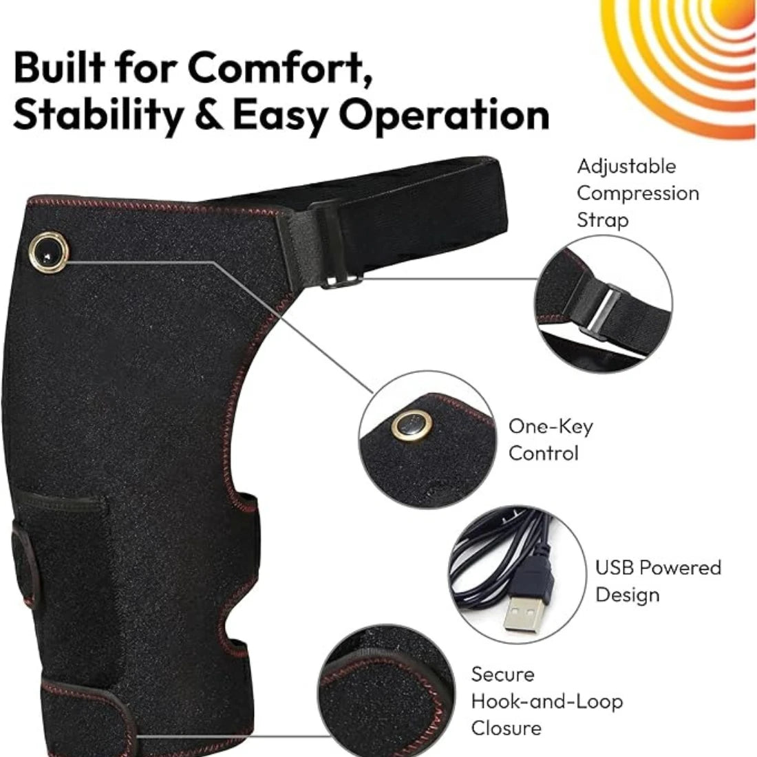 Electric Heating Cordless Heated Massage for Hip Sciatica Pain Relief Hip Heating Pad Support Brace with Hot Physical Therapy