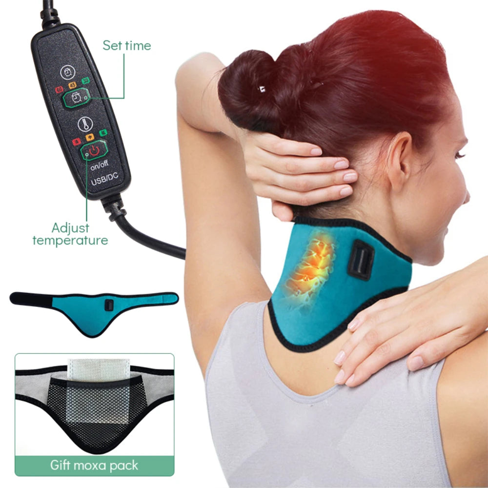 Neck Protection Tool Electric Neck Brace Cervical Vertebra Fatigue Heated Neck Health Care Therapy Neck Pain Relief