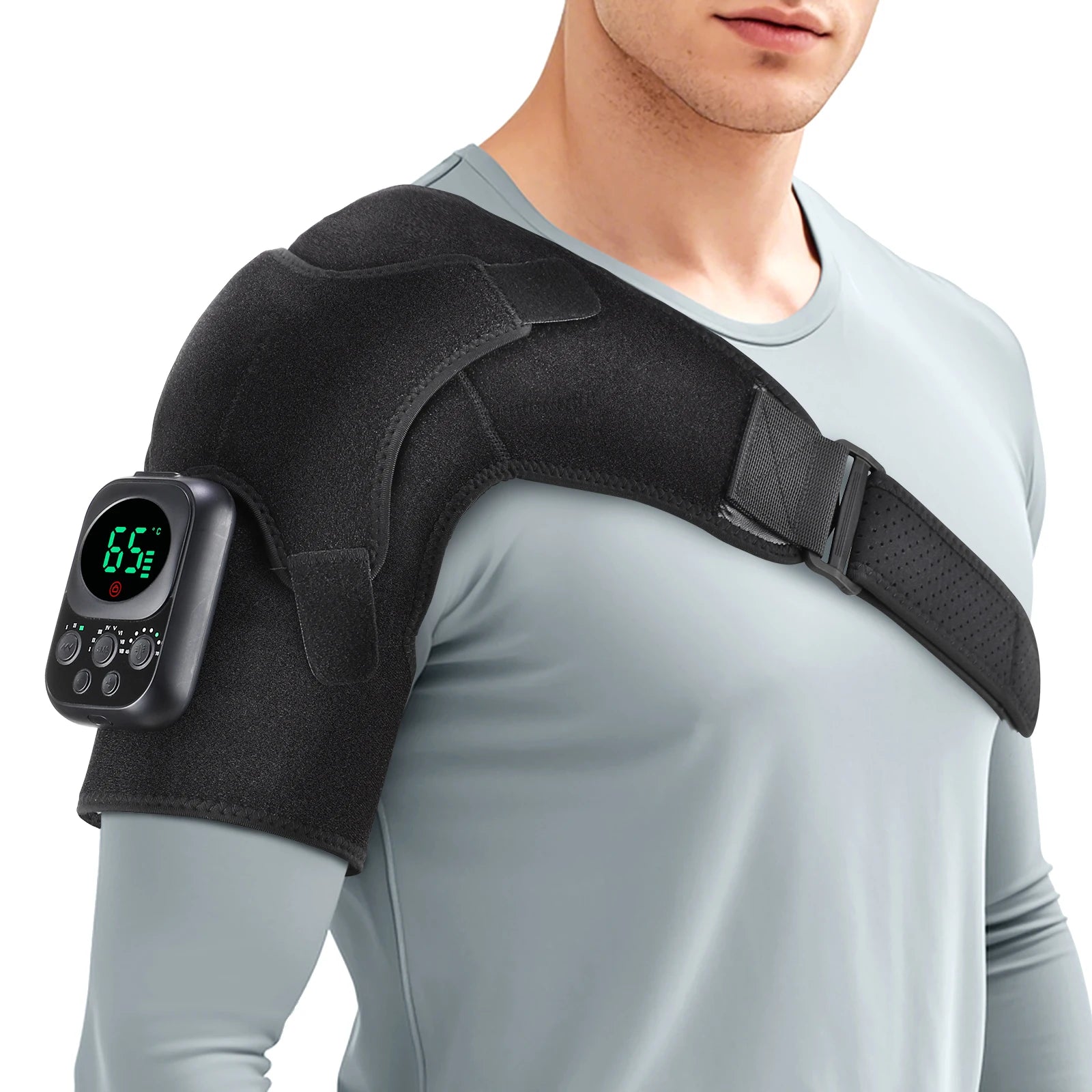 Electric Shoulder Brace for Men & Women, Shoulder Heated Pad Support Mobile Control, Relax Muscles Promote Blood Circulation