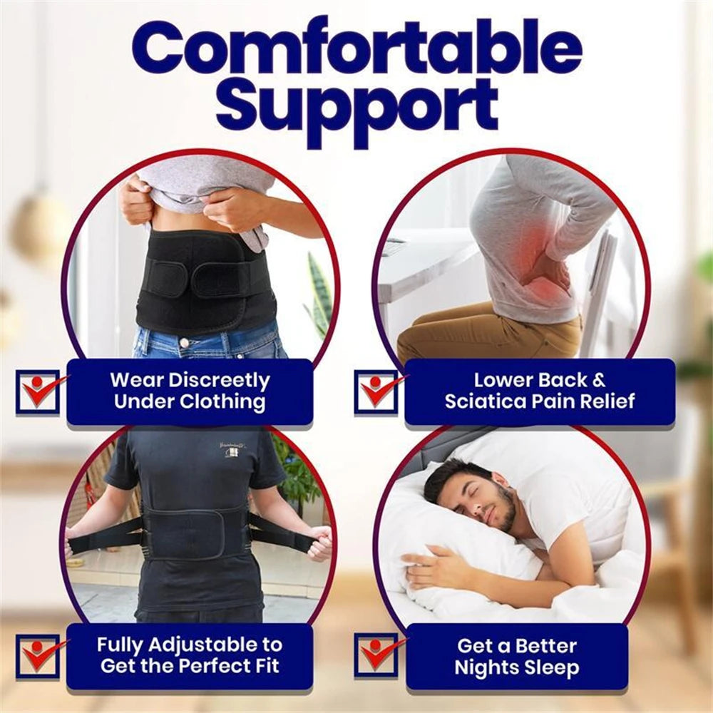 Lower Back Brace with 6 Stays Anti-skid Orthopedic Lumbar Support Breathable Waist Support Belt for Men Women Gym Pain Relief