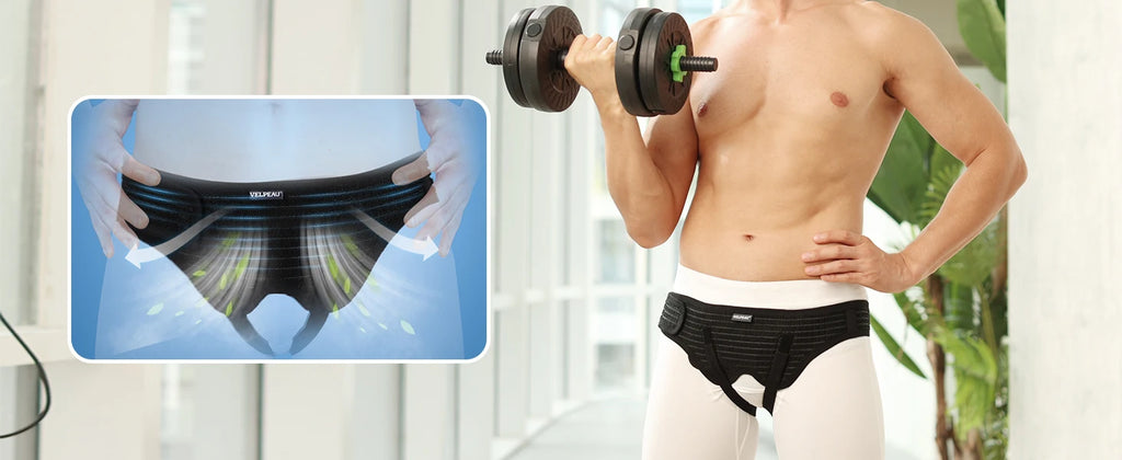 VELPEAU Hernia Belt with 2 Compression Pads, Adjustable Hernia Truss Support for Single/Double Inguinal for Men and Women