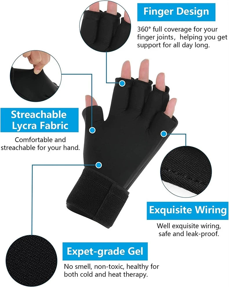 Finger Arthritis Compression Ice Glove Adjustable Wrist Strap Hand Wrist Ice Pack Pain Relief for Arthritis Cold or Heat Therapy
