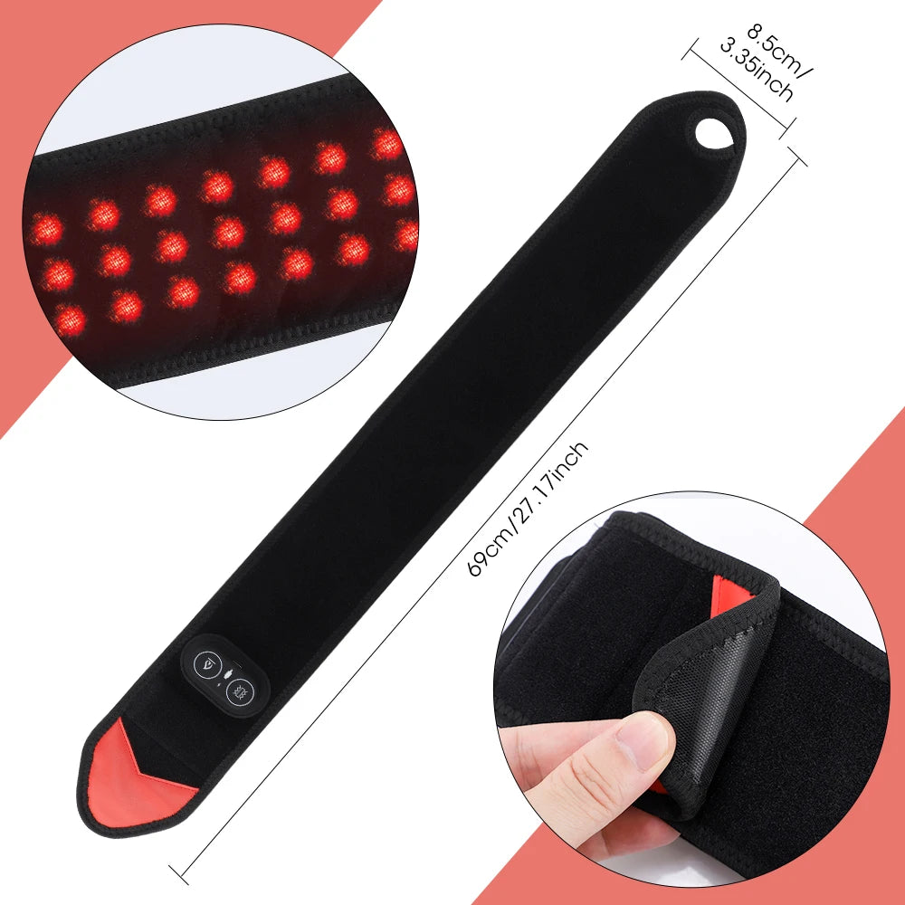 Wireless Vibration Heating Wrap 36pcs LED Beads 660&850nm Red Light Versatile Body Heating Pad for Knee Elbow Wrist Ankle