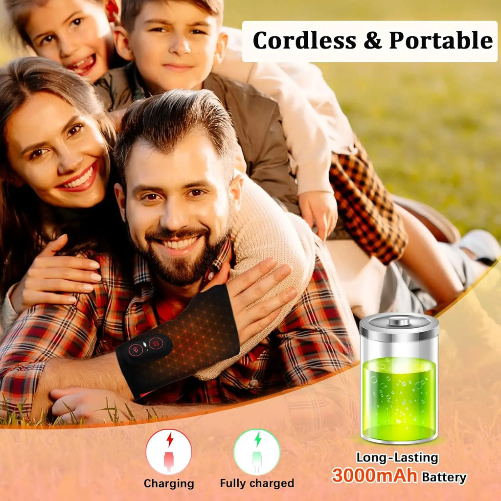 Cordless Wrist Heating Pad Vibration Massage Heated Wrist Brace Left Right Hand  Women Men 3 Heat Vibration Levels Rechargeable