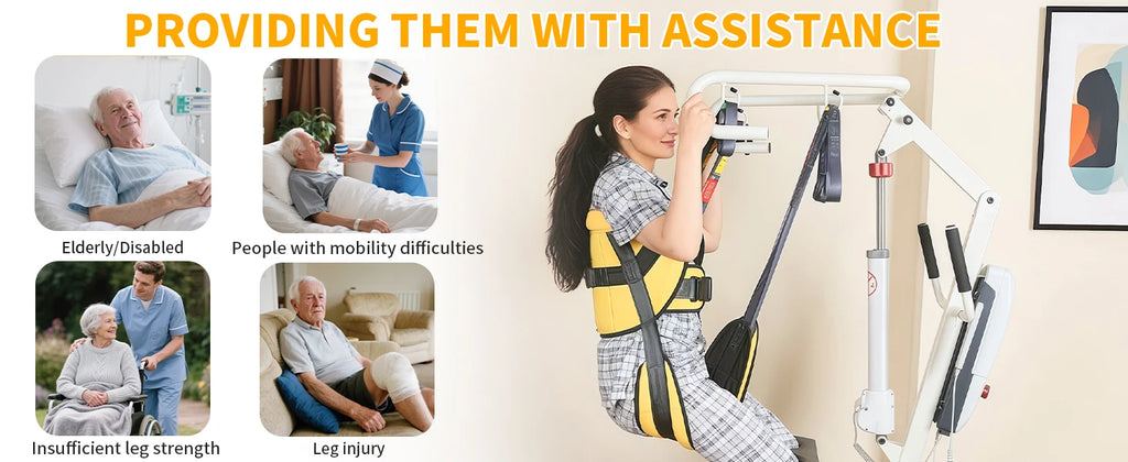 Ehucon Sit to Stand Lift Sling Divided Leg Design Leg Straps and Back Support,Transfer Sling for Elderly Mobility Aid 500lbs