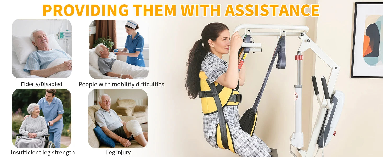 Ehucon Sit to Stand Lift Sling Divided Leg Design Leg Straps and Back Support,Transfer Sling for Elderly Mobility Aid 500lbs