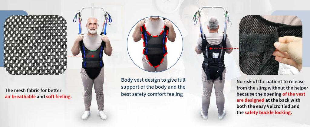 Ehucon Comfort Padded Patient Lift Walking Sling,Portable Hoyer Standing Harness to Handicap for Ambulating Support Training