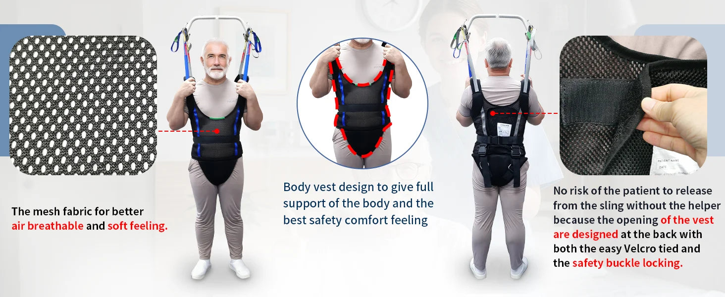 Ehucon Comfort Padded Patient Lift Walking Sling,Portable Hoyer Standing Harness to Handicap for Ambulating Support Training