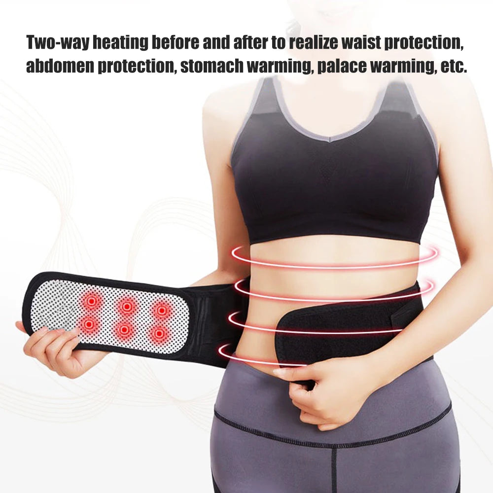 BYEPAIN Tourmaline Self-heating Magnetic Therapy Waist Support Belt Lumbar Back Waist Support Brace Double Banded Adjustable