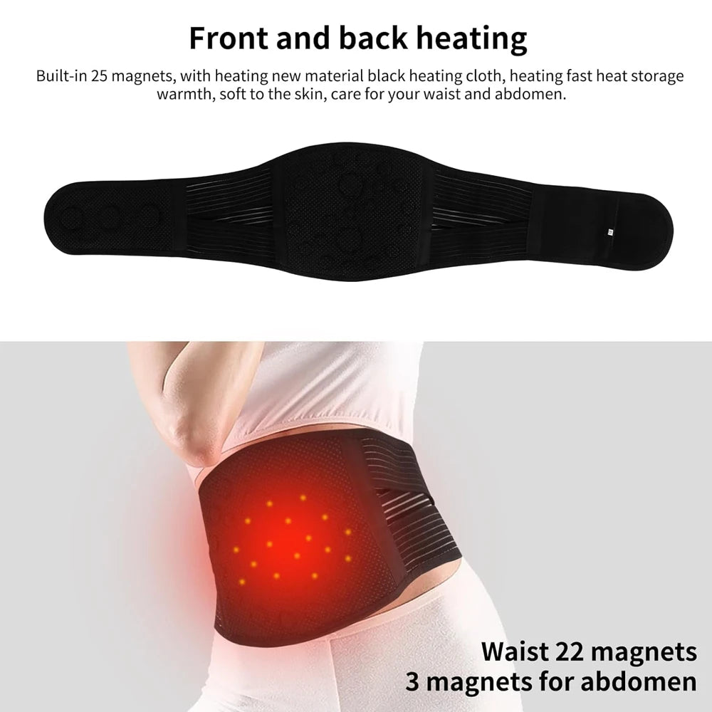 Self-heating Lumbar Magnet Belt,Thermal Magnetic Therapy Tourmaline Lower Back Waist Support Belt Brace for Pain Relief Sciatica
