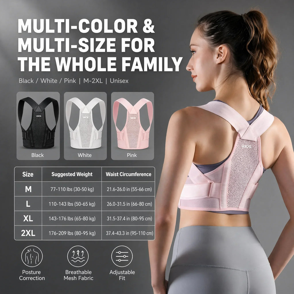 VBSOI Breathable Posture Corrector for Men Women Adjustable Back Support Belt for Slouching & Shoulder Pain Relief