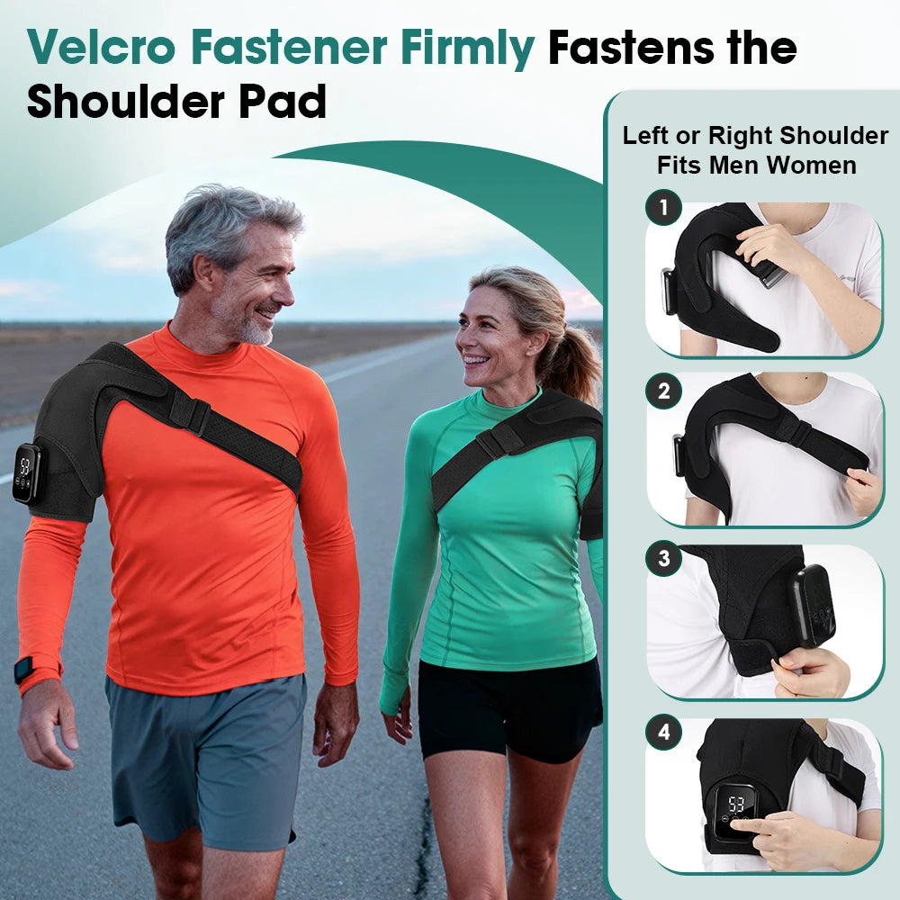 Electric Heating Shoulder Massage Heated Shoulder Brace Vibration Shoulder Massage Support Belt Strap for Arm Muscle Relaxation