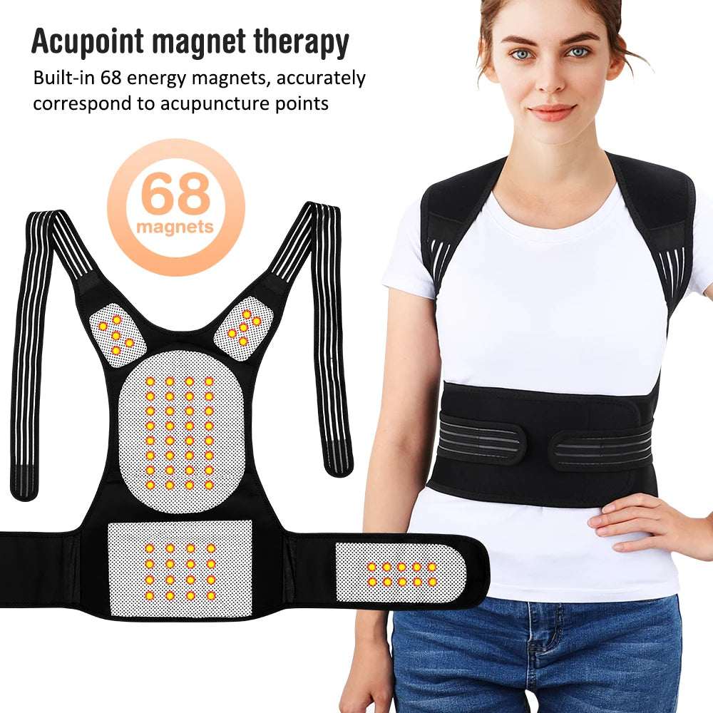 118 Tourmaline Self Heating Magnetic Therapy Waist Belt Spine Lumbar Brace Back Neck Shoulder Massager Posture Corrector Belt