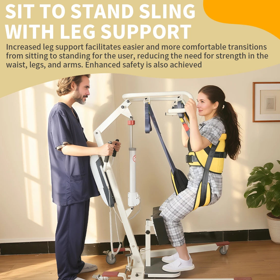 Ehucon Sit to Stand Lift Sling Divided Leg Design Leg Straps and Back Support,Transfer Sling for Elderly Mobility Aid 500lbs