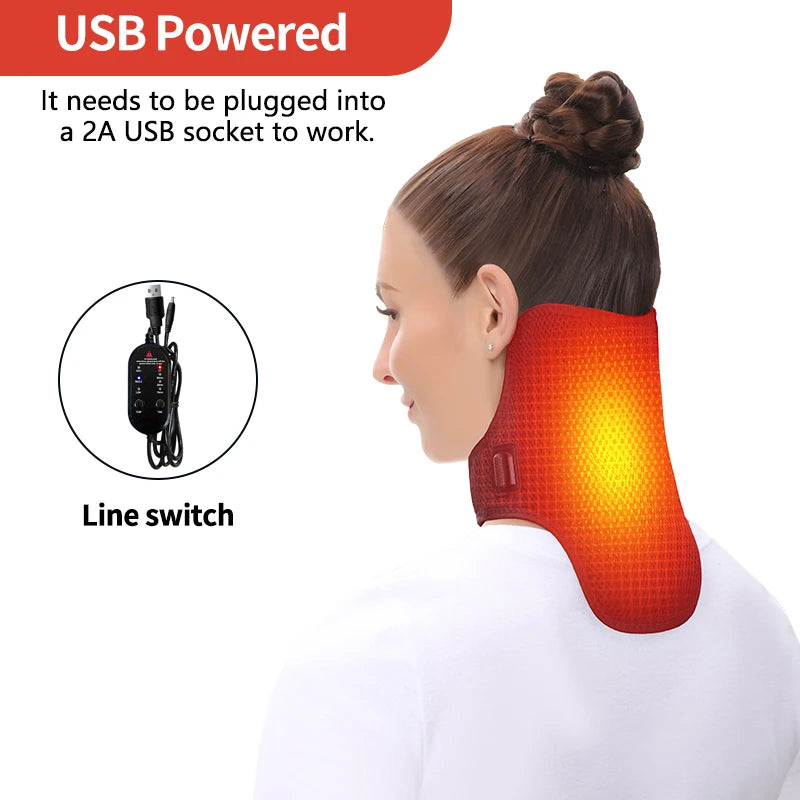 Electric Heating Neck Brace Cervical Vertebra Fatigue Therapy Reliever Neck Pain Relieve Strap Moxibustion Health Care Tool