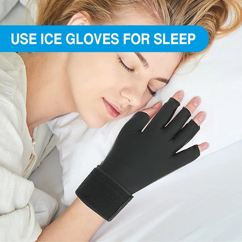 Finger Arthritis Compression Ice Glove Adjustable Wrist Strap Hand Wrist Ice Pack Pain Relief for Arthritis Cold or Heat Therapy