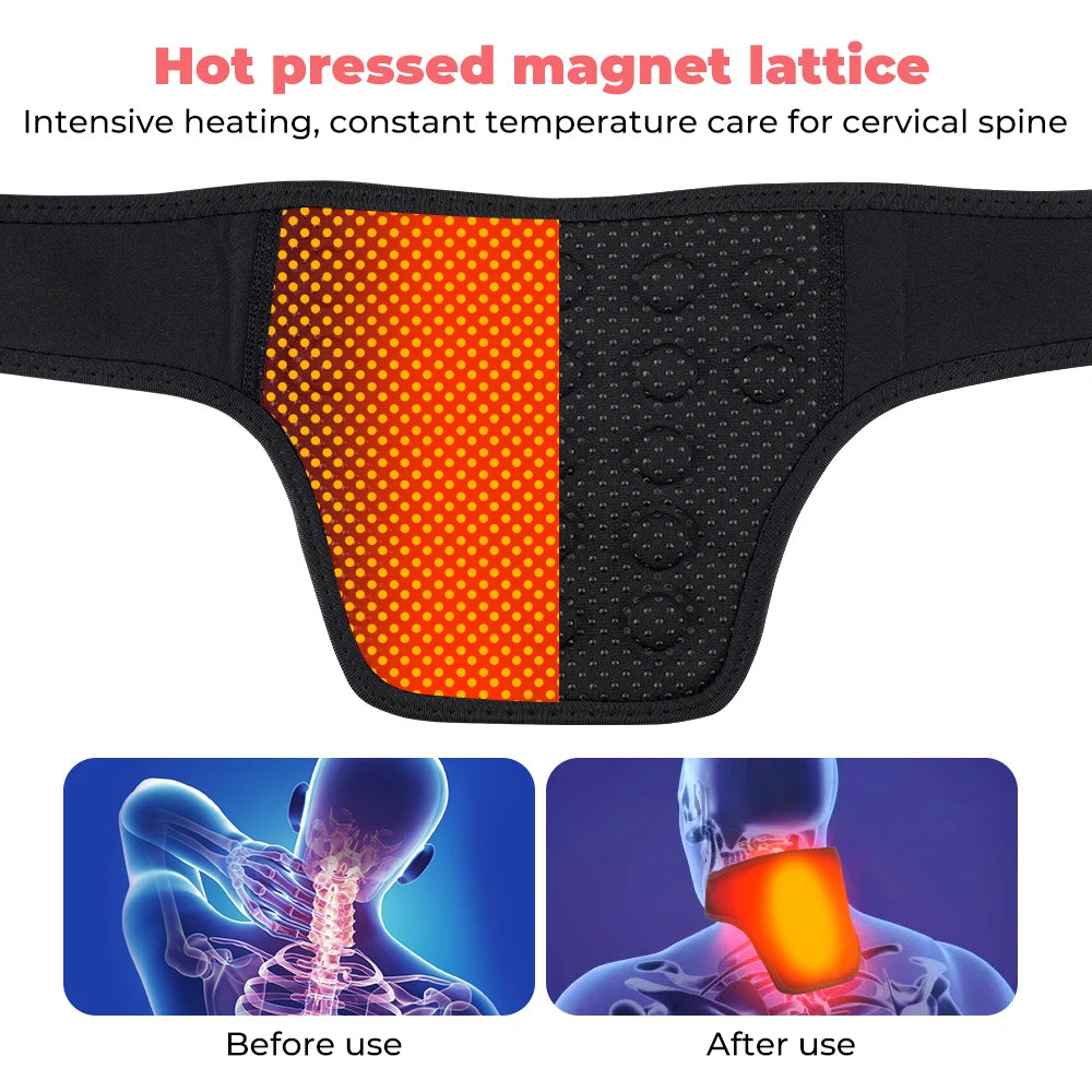 Self-Heating Neck Support Brace 19 Magnets Stone Cervical Massage for Relaxation and Warmth Pain Relief Support Belt Reusable