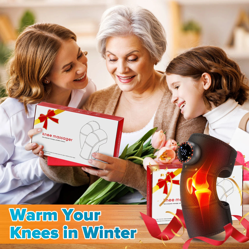 Electric Heated Knee Massager Vibration Protect Pad 3-in-1 Shoulder Arm Wrap 5 Temp Levels Extension Strap Keep Warm Relax