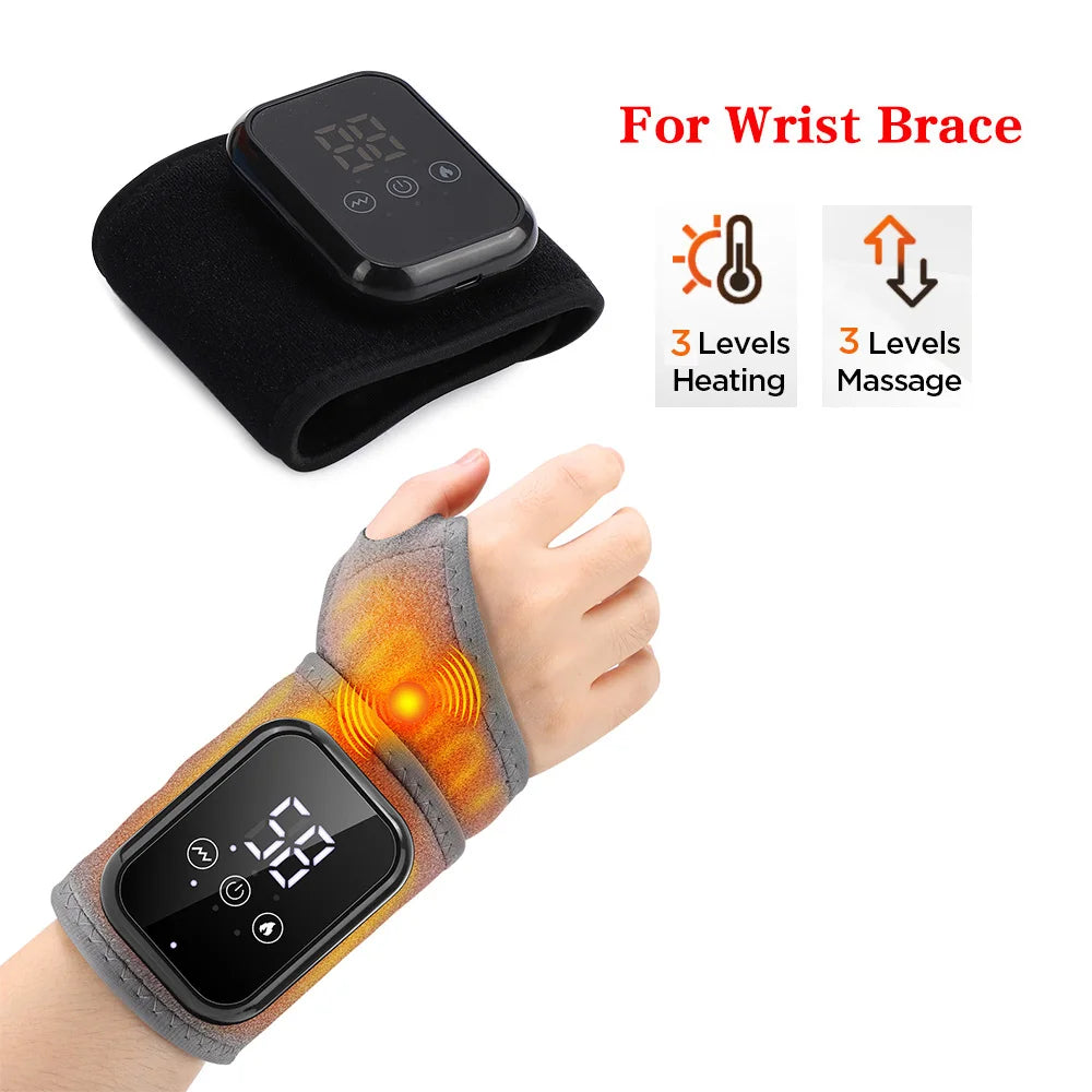 Electric Wrist Massage Heating Pad 3 Heating Levels 3 Vibrations Hand Wrist Massager Heated Wrist Brace Hot Compress Wristband