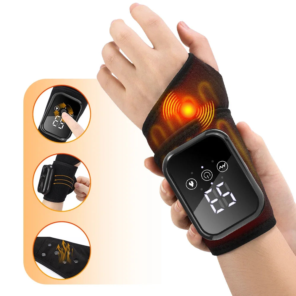 Electric Heated Wrist Brace Adjustable Hot Compress Vibration Massage Hand Wrist Foot Ankle Guard Band Carpal Wrap Support Brace