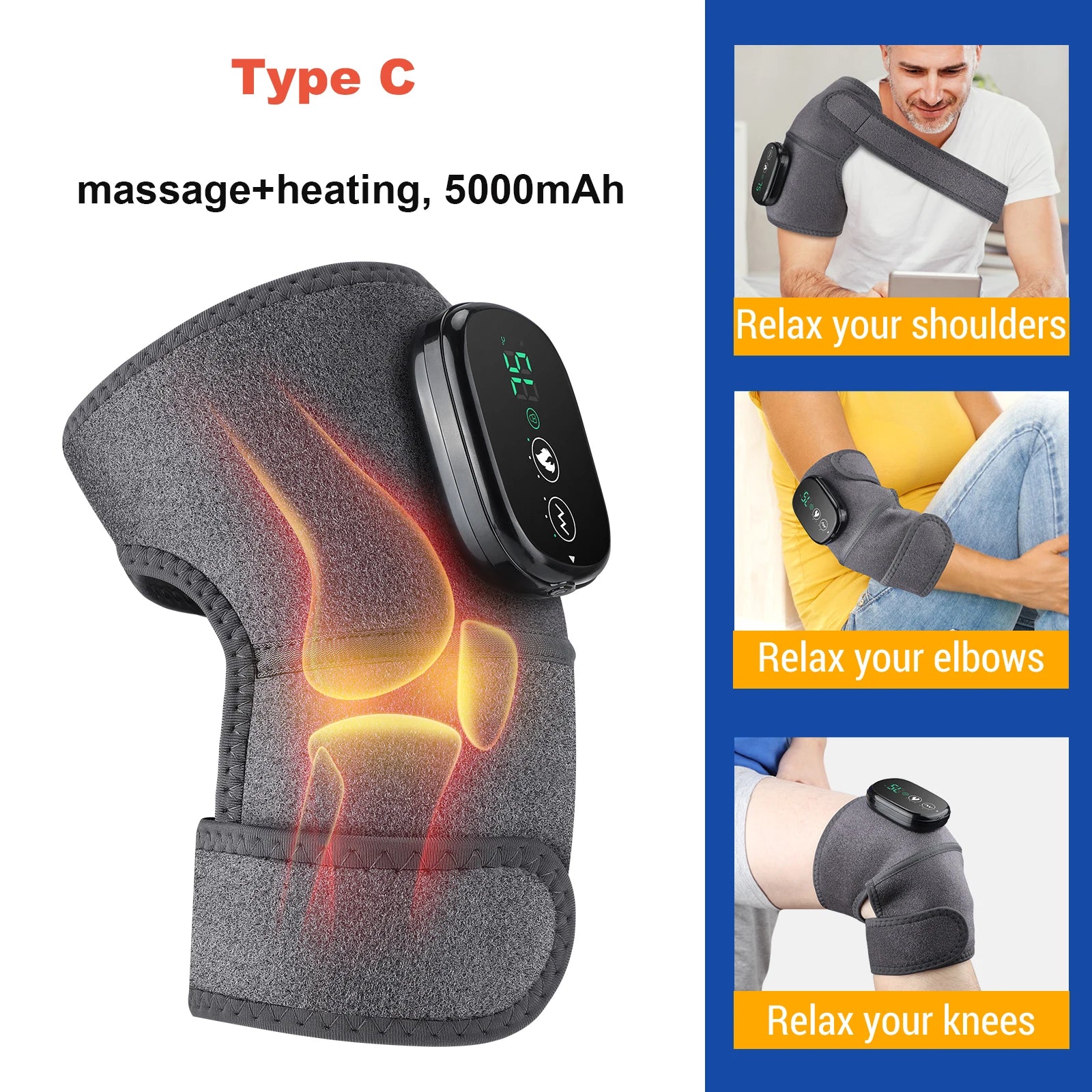Electric Heating Heated Shoulder Brace Wrap Shoulder Massage Support Belt Strap with Adjustable of Heating Arm Muscle Relaxation
