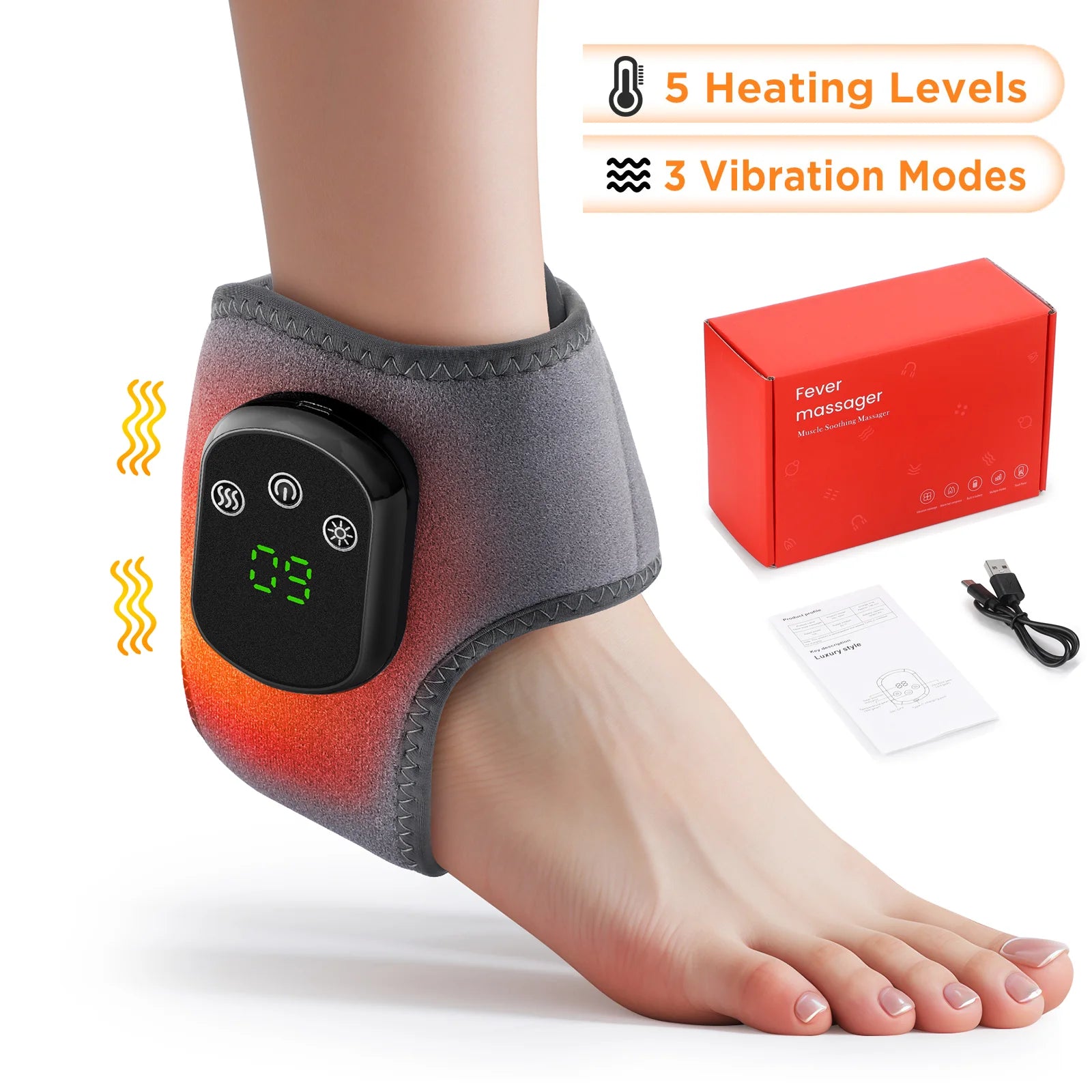 Electric Foot Ankle Massager with Heat Vibration Ankle Heating Pad for Achilles Tendonitis Plantar Fasciitis Hand Wrist Massager