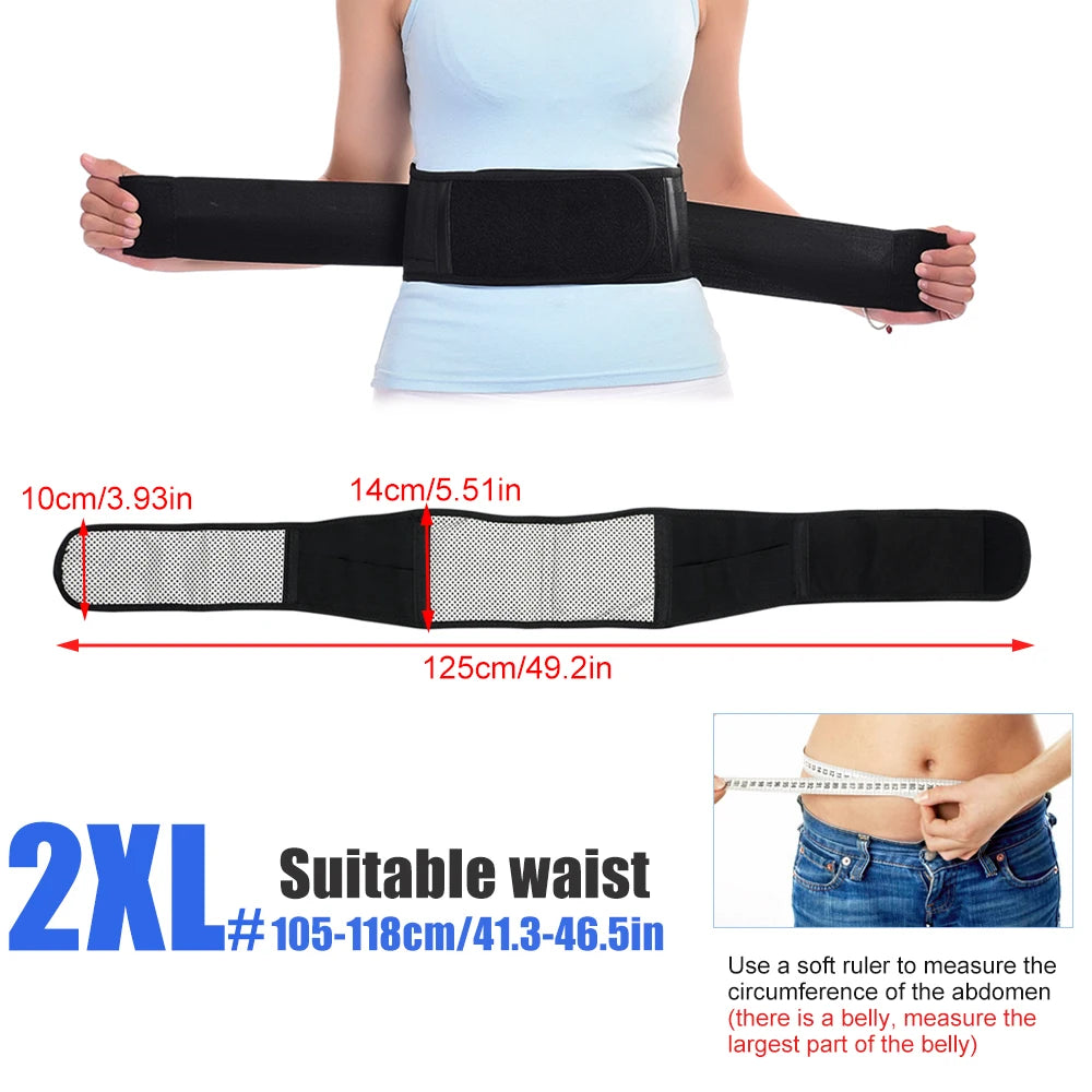 BYEPAIN Tourmaline Self-heating Magnetic Therapy Waist Support Belt Lumbar Back Waist Support Brace Double Banded Adjustable