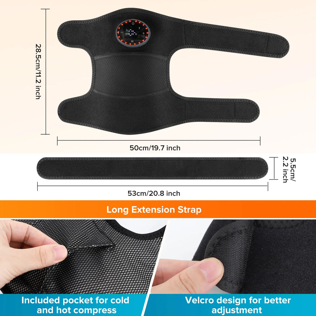 Electric Heated Knee Massager Vibration Protect Pad 3-in-1 Shoulder Arm Wrap 5 Temp Levels Extension Strap Keep Warm Relax