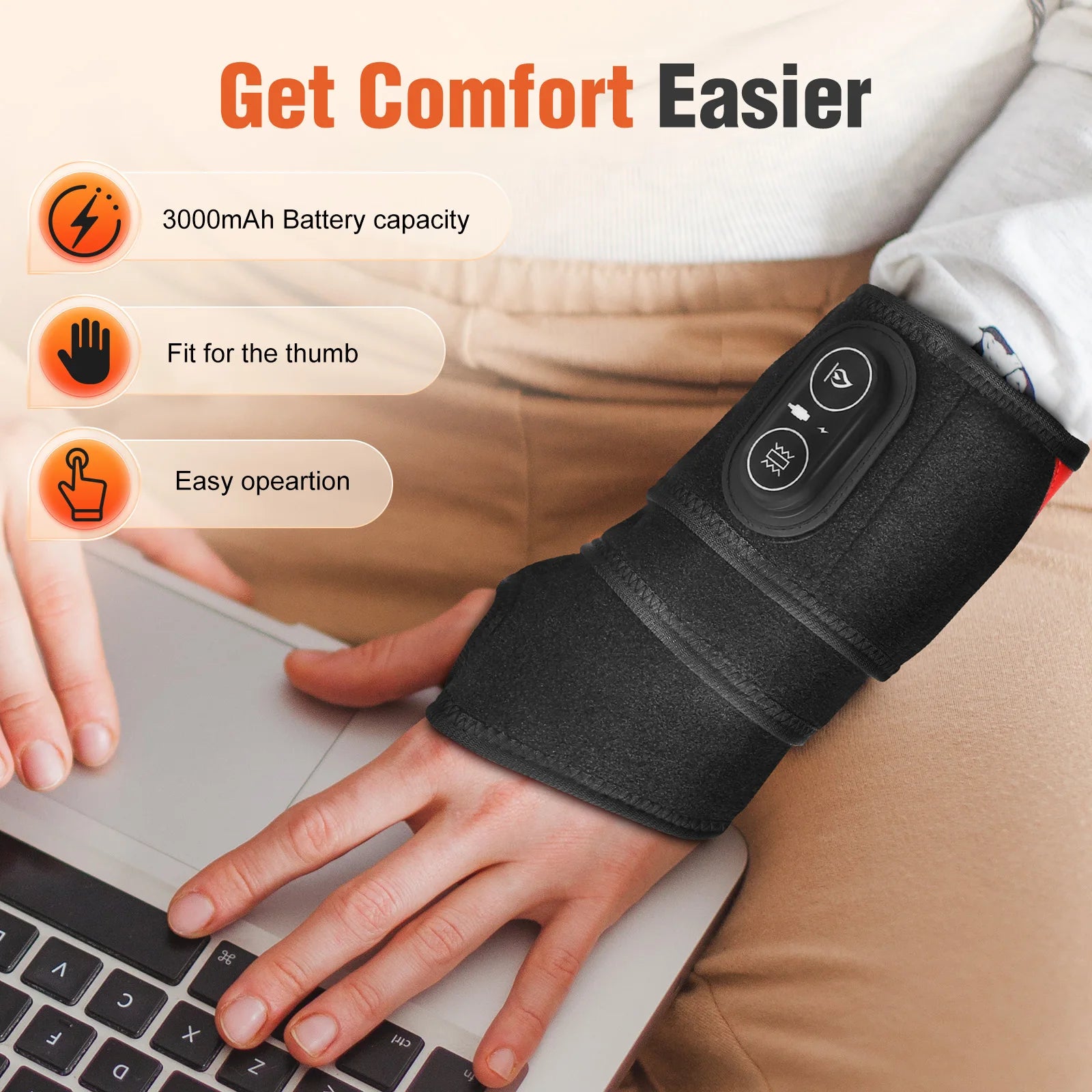 Wireless Vibration Heating Wrap 36pcs LED Beads 660&850nm Red Light Versatile Body Heating Pad for Knee Elbow Wrist Ankle