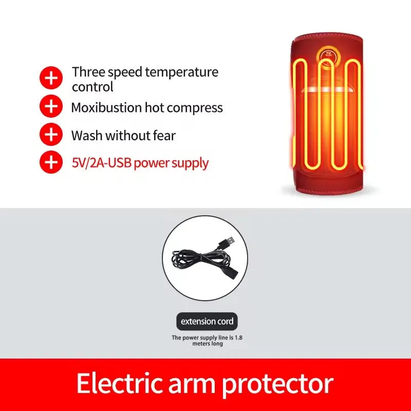 Heating Pad Arm Heated Wrap Brace for Wrist Elbow Arm Knee Ankle Leg 3 Heat Settings Cordless Wireless Timer USB Powered Winter