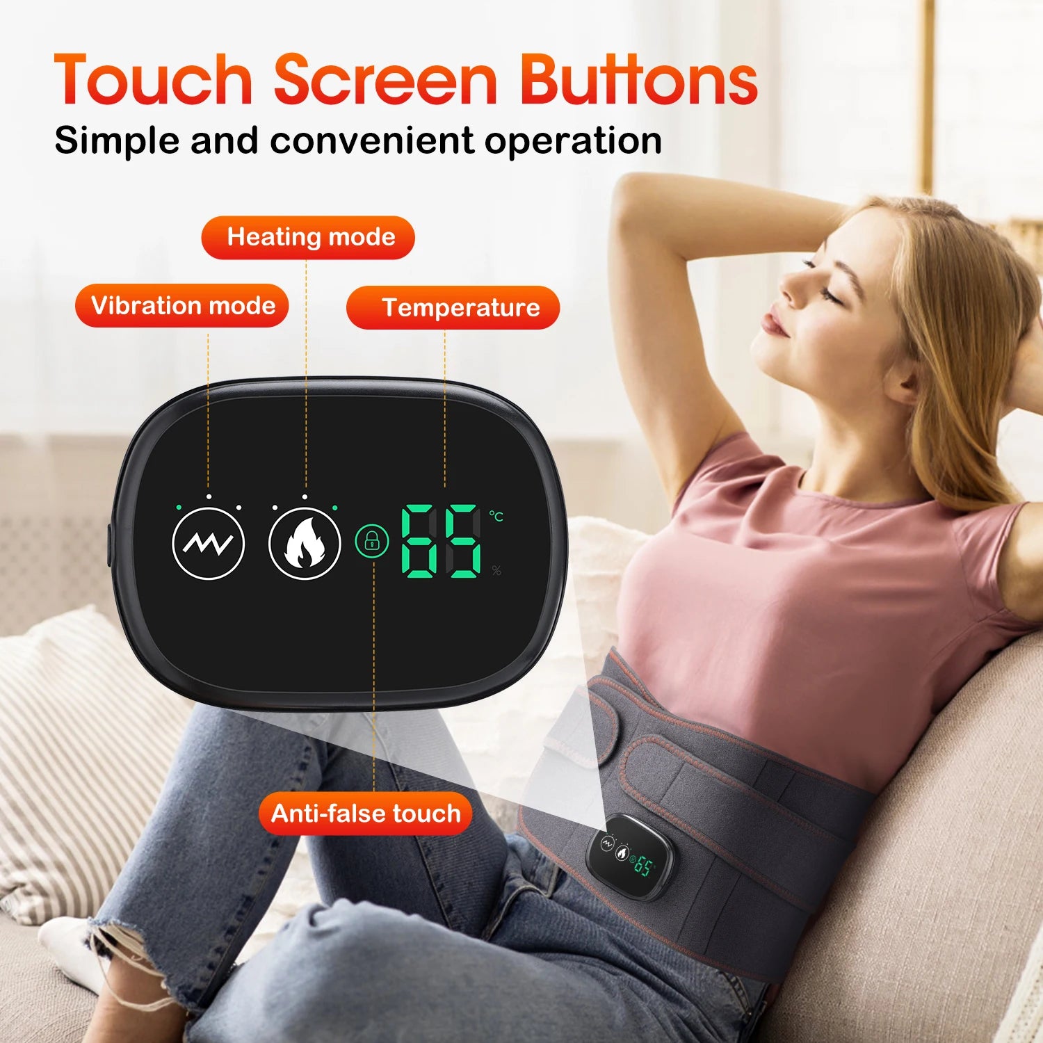 Infrared Heating Waist Massager Electric Belt Vibration USB Charge Red Light Hot Compress Lumbar Back Support Brace Relaxation