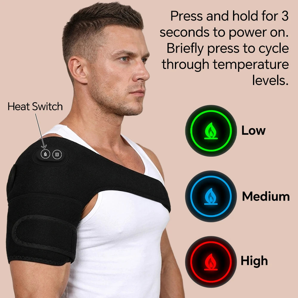 Smart Heated Massage Brace for Shoulder, USB Powered Shoulder Heating Pad for Joint & Muscle Massage, Left and Right Arm All Use