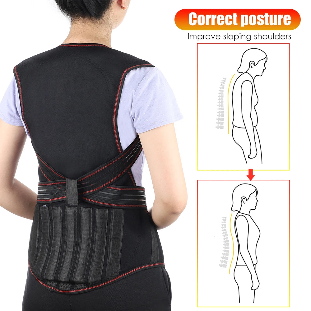 118 Tourmaline Self Heating Magnetic Therapy Waist Belt Spine Lumbar Brace Back Neck Shoulder Massager Posture Corrector Belt