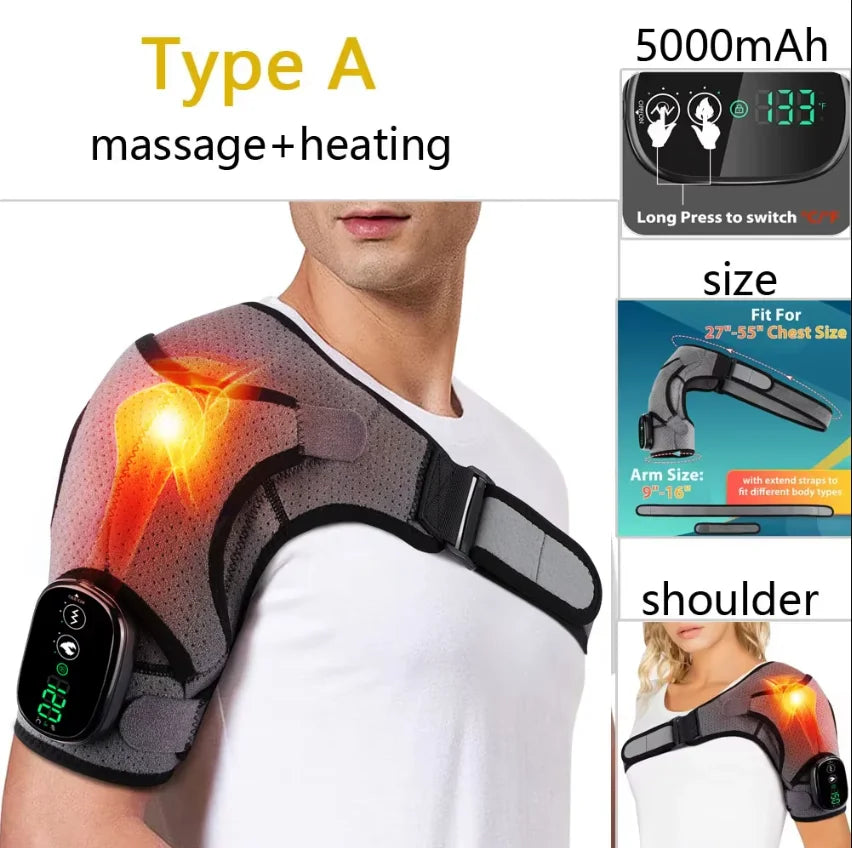 Electric Heating Heated Shoulder Brace Wrap Shoulder Massage Support Belt Strap with Adjustable of Heating Arm Muscle Relaxation