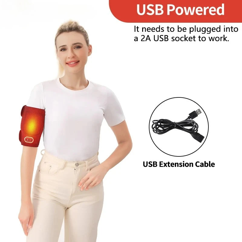 Heating Pad Arm Heated Wrap Brace for Wrist Elbow Arm Knee Ankle Leg 3 Heat Settings Cordless Wireless Timer USB Powered Winter