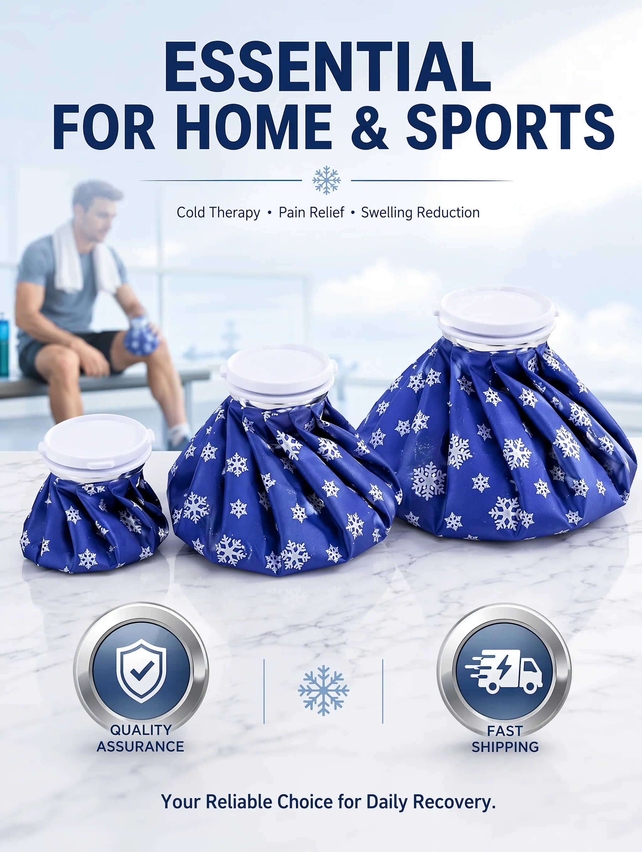 Reusable Ice Pack for Injuries, Hot & Cold Therapy Ice Bag with Cover, No-Leak Pain Relief Ice Pack for Sports