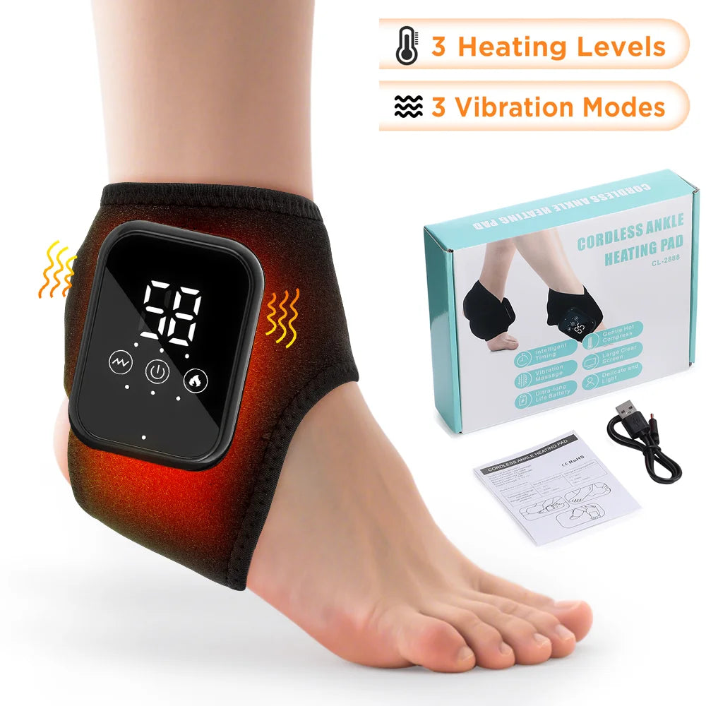 Electric Foot Ankle Massager with Heat Vibration Ankle Heating Pad for Achilles Tendonitis Plantar Fasciitis Hand Wrist Massager