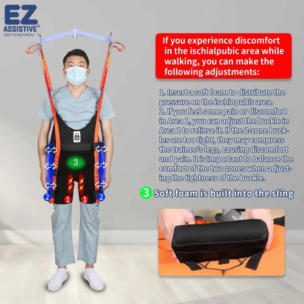 Ehucon Professional Walking Assist Lift Sling Hoist Ambulating Training Washable Stand Support Sling SWL 500lbs