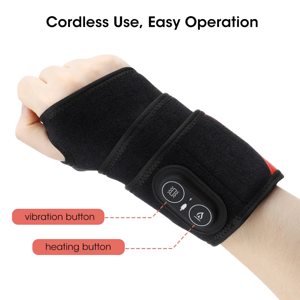 Electric Heating Wrist Massager Hot Compress Vibration Wrist/Ankle Brace Hand Wrist Guard Heating Pad Rechargeable Wristband