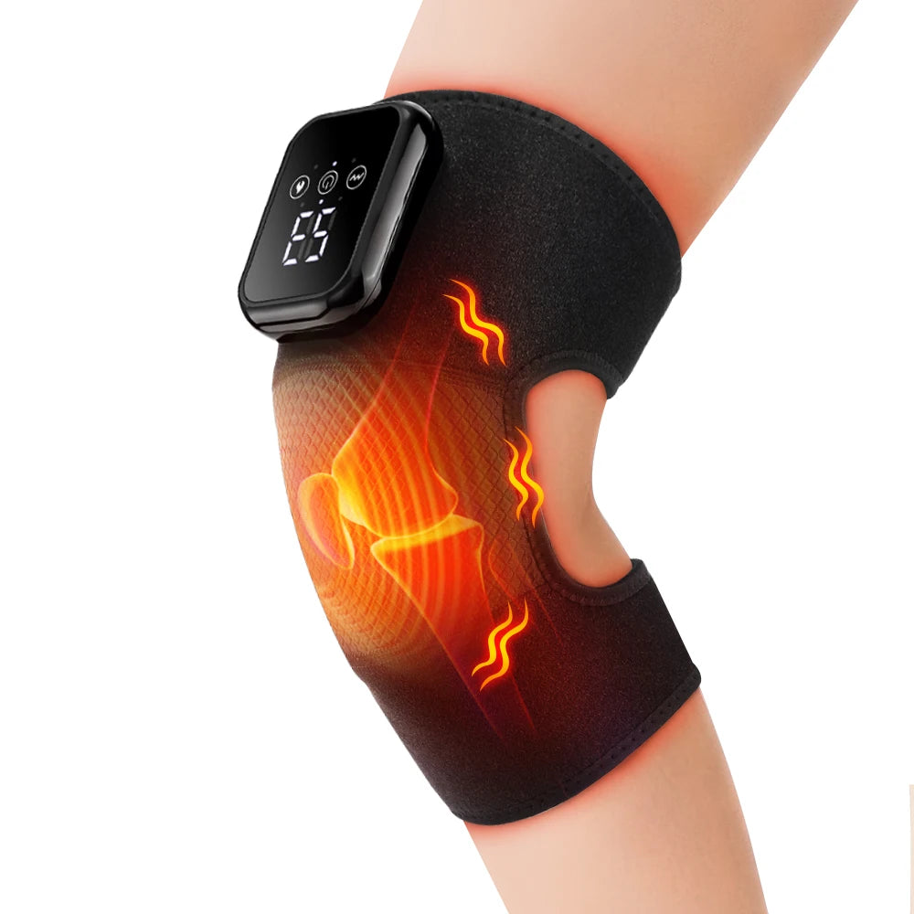Heat Vibration Electric Heated Knee Brace 3 Heating Levels and 3 Modes USB Rechargeable Massage Knee Pad LCD Touch Screen Adjus