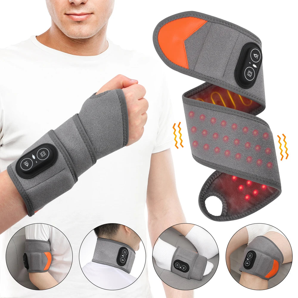 Wireless Vibration Heating Wrap 36pcs LED Beads 660&850nm Red Light Versatile Body Heating Pad for Knee Elbow Wrist Ankle