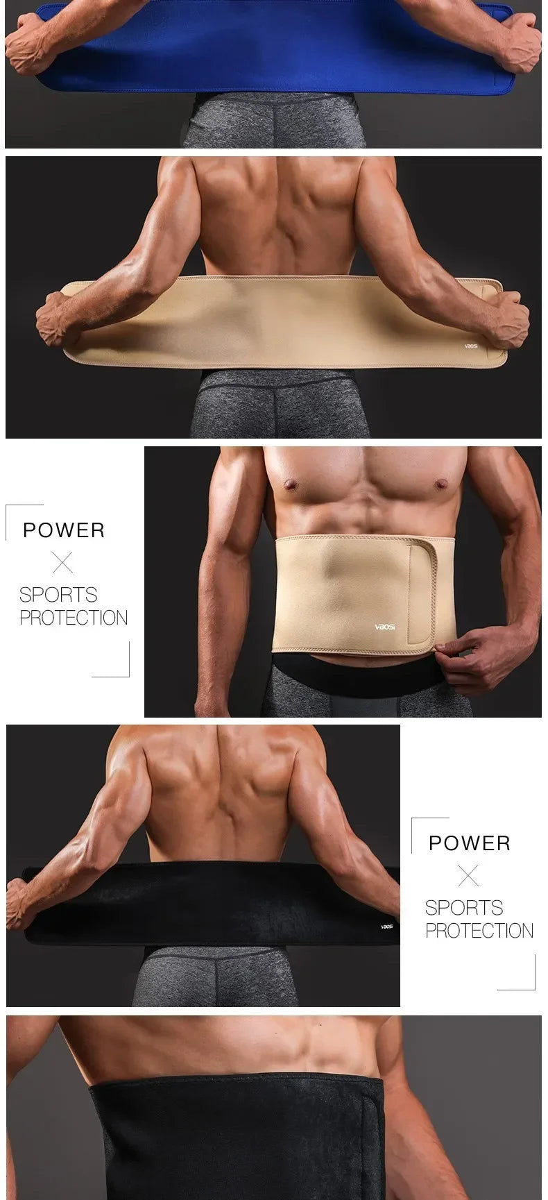 VBOSI Adjustable Waist Trainer Sweat Belt for Men Women, Lumbar Support Waist Trimmer for Gym & Sports
