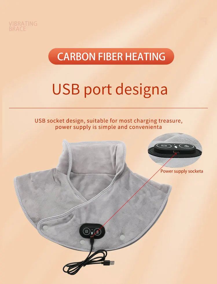 Electric Heating Neck Shoulder Vibration Massager Cervical Vertebra Arthritis Relief Infrared Therapy Neck Back Heated Relax Pad