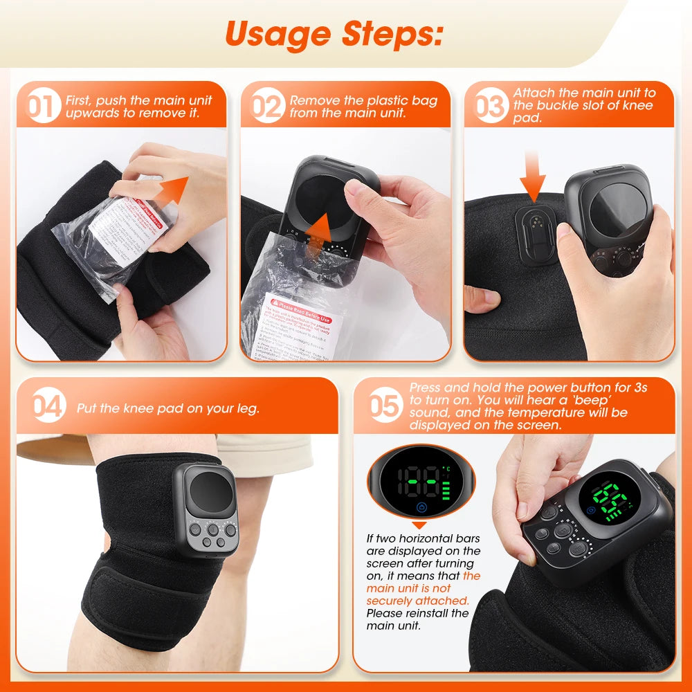 3 IN 1 Heating Knee Pad Multifunctional Knee Shoulder Elbow Massager 3 Modes Vibration Hot Compress Knee Brace USB Charging