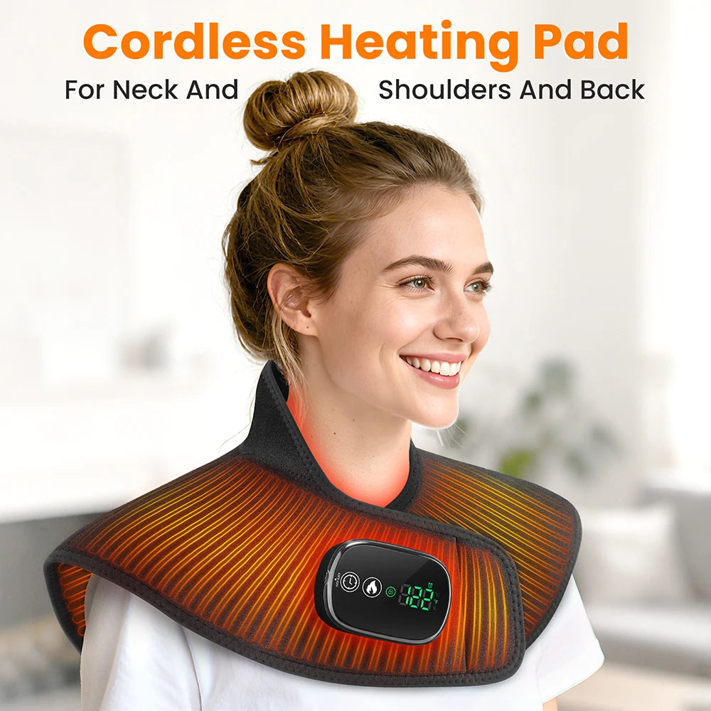 Electric Heating Shoulder Neck Pad Type-C Cervical Brace Wrap 4 Levels Hot Compress Back Shawl Neck Shoulder Heated Pad