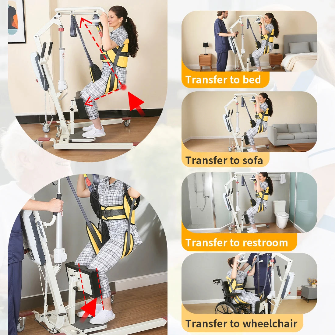 Ehucon Sit to Stand Lift Sling Divided Leg Design Leg Straps and Back Support,Transfer Sling for Elderly Mobility Aid 500lbs