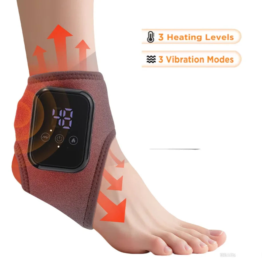 Electric Vibration Ankle Massager Heated Ankle Wrap Foot Protector Support Brace Heating Massage Strap For Joint Sprain