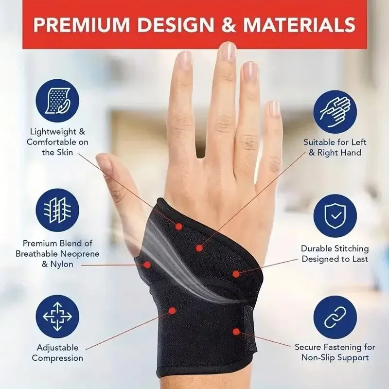 Heated Wrist Brace Self Heating Magnetic Therapy Wrist Support Compression Wrap for Arthritis Pain Relief