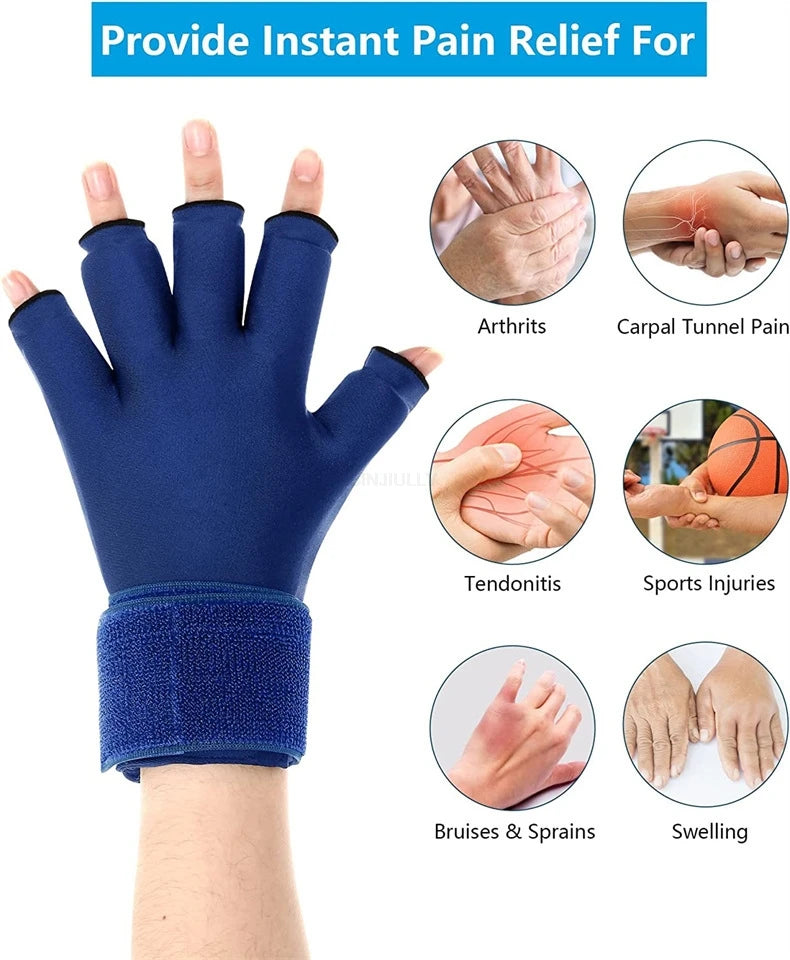 Finger Arthritis Compression Ice Glove Adjustable Wrist Strap Hand Wrist Ice Pack Pain Relief for Arthritis Cold or Heat Therapy