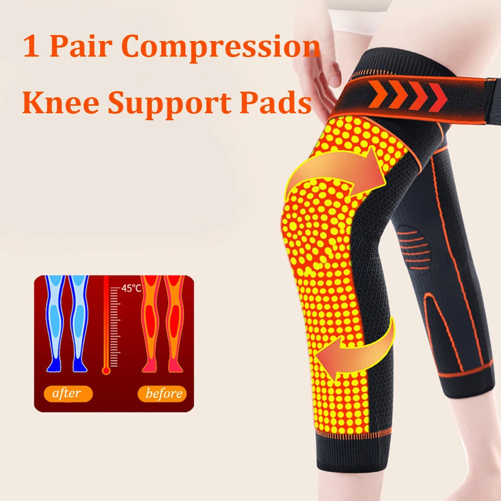 Self-Heating Knee Pads 1 Pair Compression Knee Brace Support Long Compression Warm Sleeve for Arthritis Joint Pain Injury